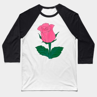 Pink Rose Watercolor Drawing Baseball T-Shirt